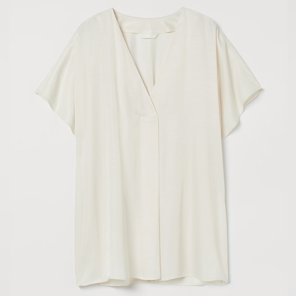 H&M Cream V-Neck Blouse